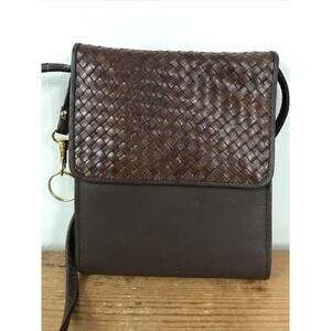 Diamicci Brown Woven Leather Purse Wallet Shoulder Bag Travel Organizer Wallet